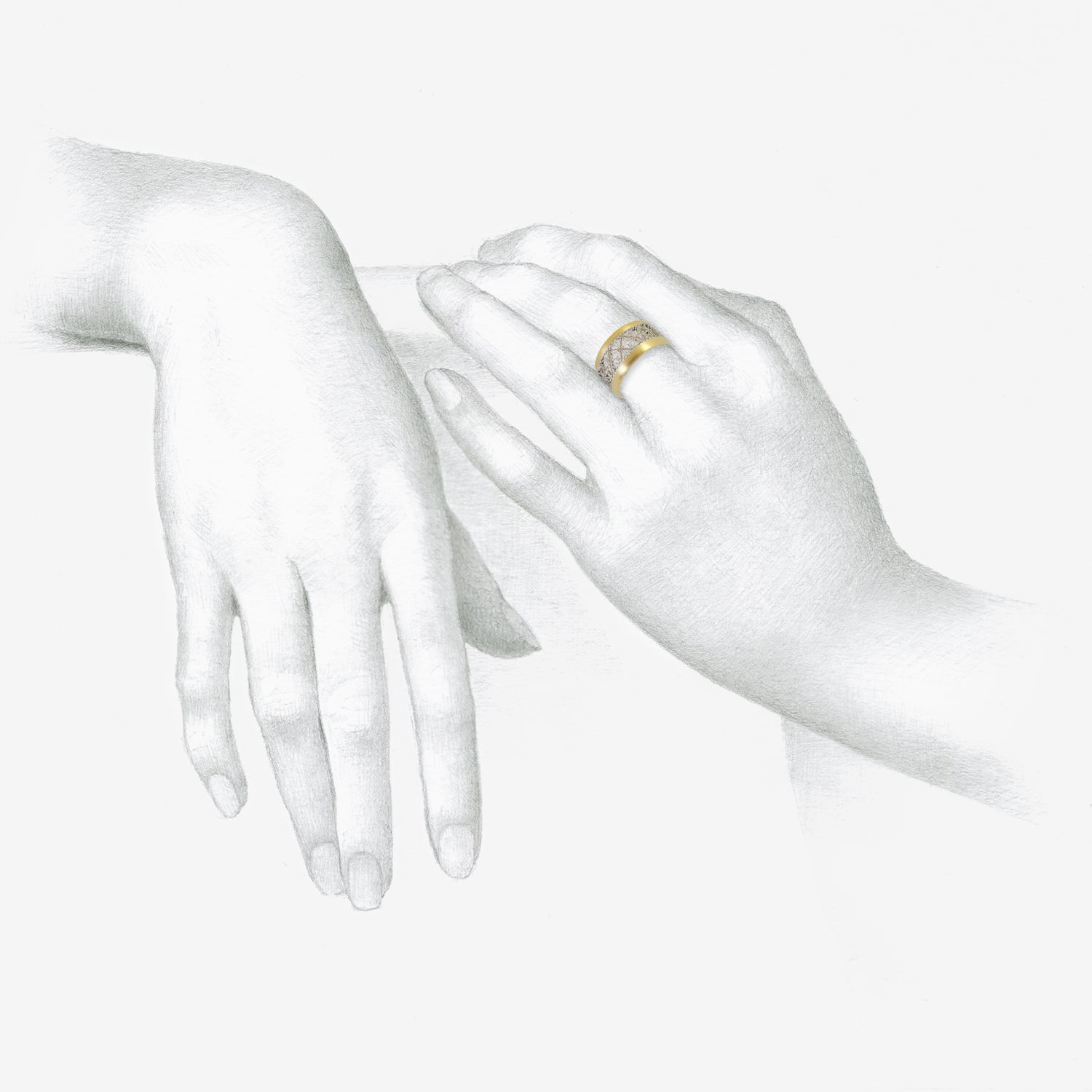 NIKOLLE RADI 18K & PLATINUM WIDE TESSELLATION BAND WITH SOFT EDGES