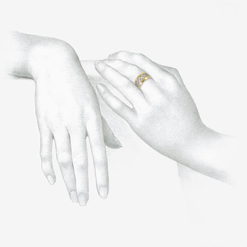 NIKOLLE RADI 18K & PLATINUM WIDE TESSELLATION BAND WITH SOFT EDGES