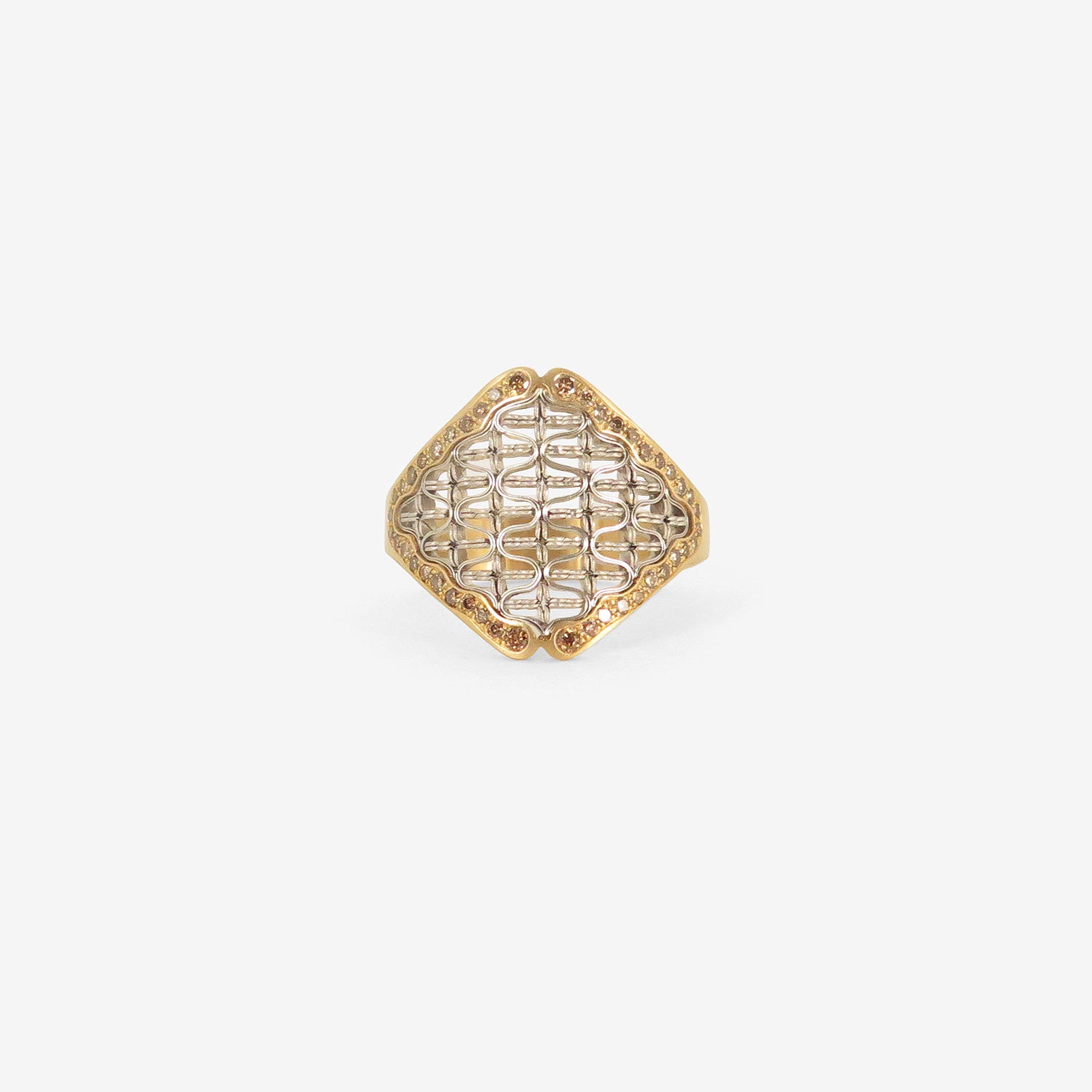 NIKOLLE RADI 18K & PLATINUM TUNE RING WITH CHAMPAGNE DIAMOND PAVÉ