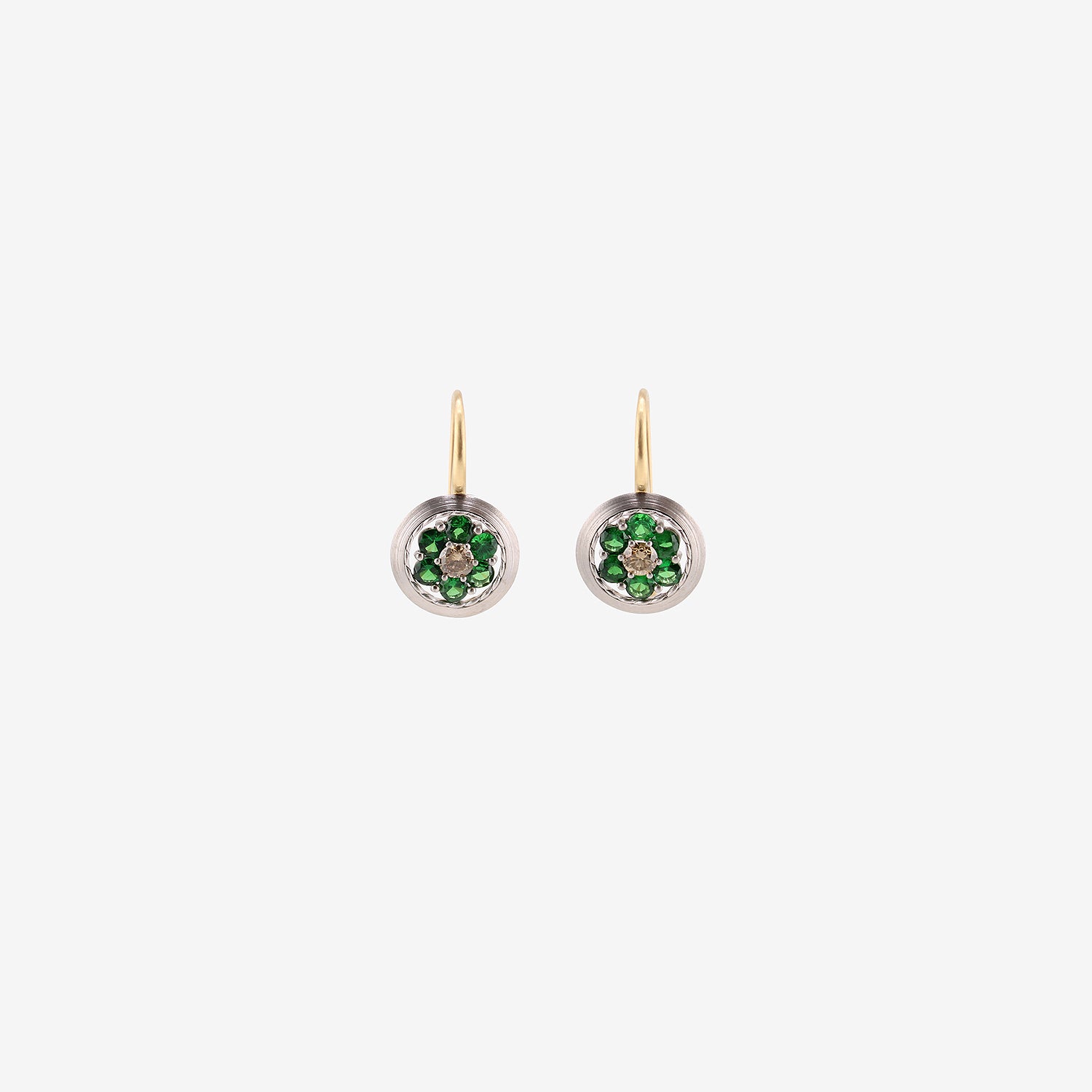 NIKOLLE RADI 18K & PLATINUM BLOOM EARRINGS WITH TSAVORITE GARNETS AND DIAMONDS