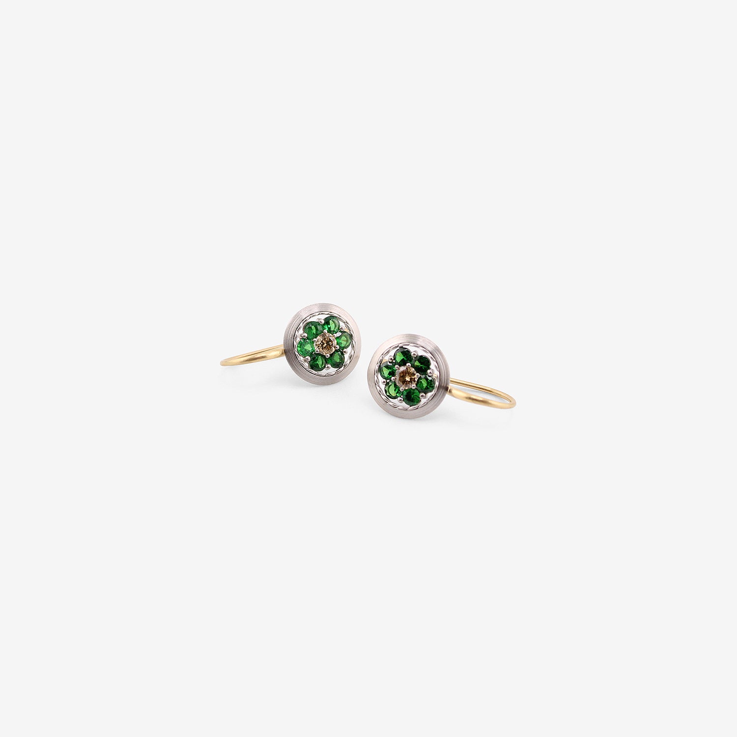 NIKOLLE RADI 18K & PLATINUM BLOOM EARRINGS WITH TSAVORITE GARNETS AND DIAMONDS