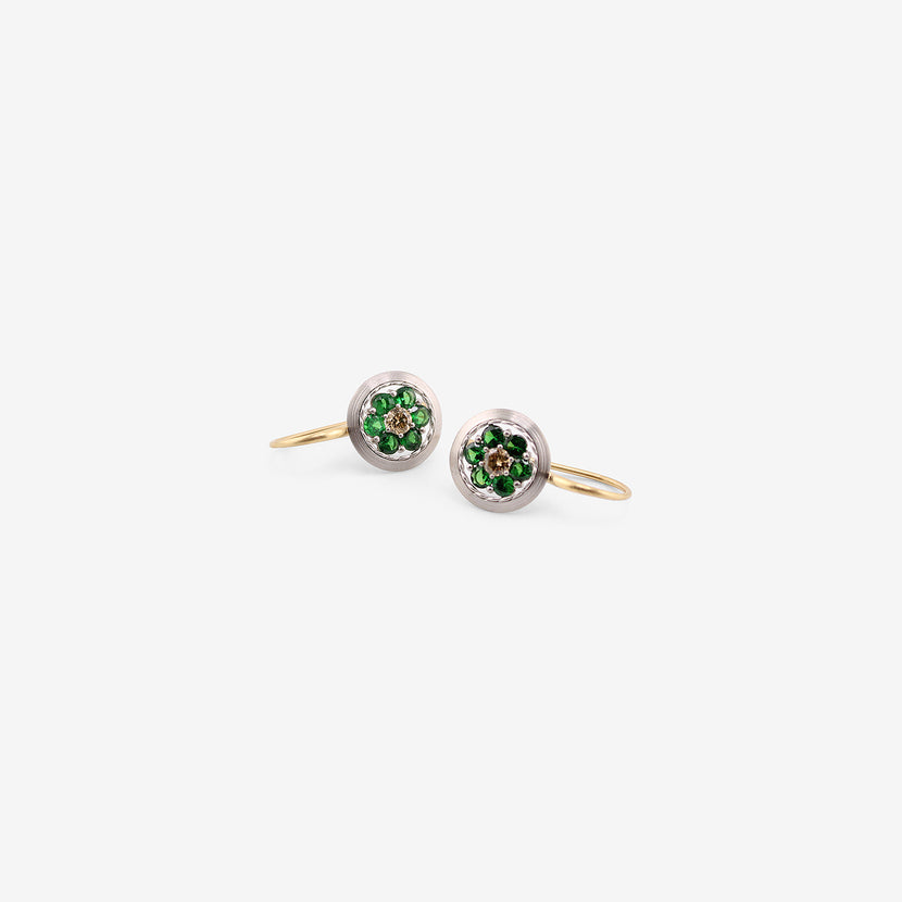 NIKOLLE RADI 18K & PLATINUM BLOOM EARRINGS WITH TSAVORITE GARNETS AND DIAMONDS