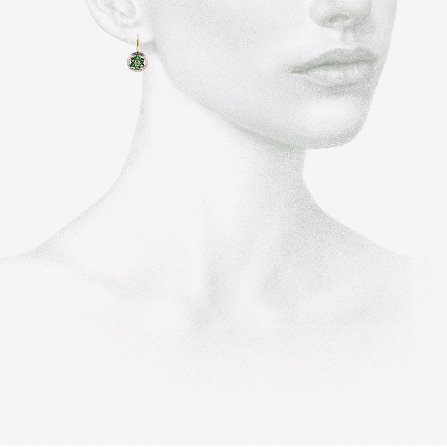 NIKOLLE RADI 18K & PLATINUM BLOOM EARRINGS WITH TSAVORITE GARNETS AND DIAMONDS