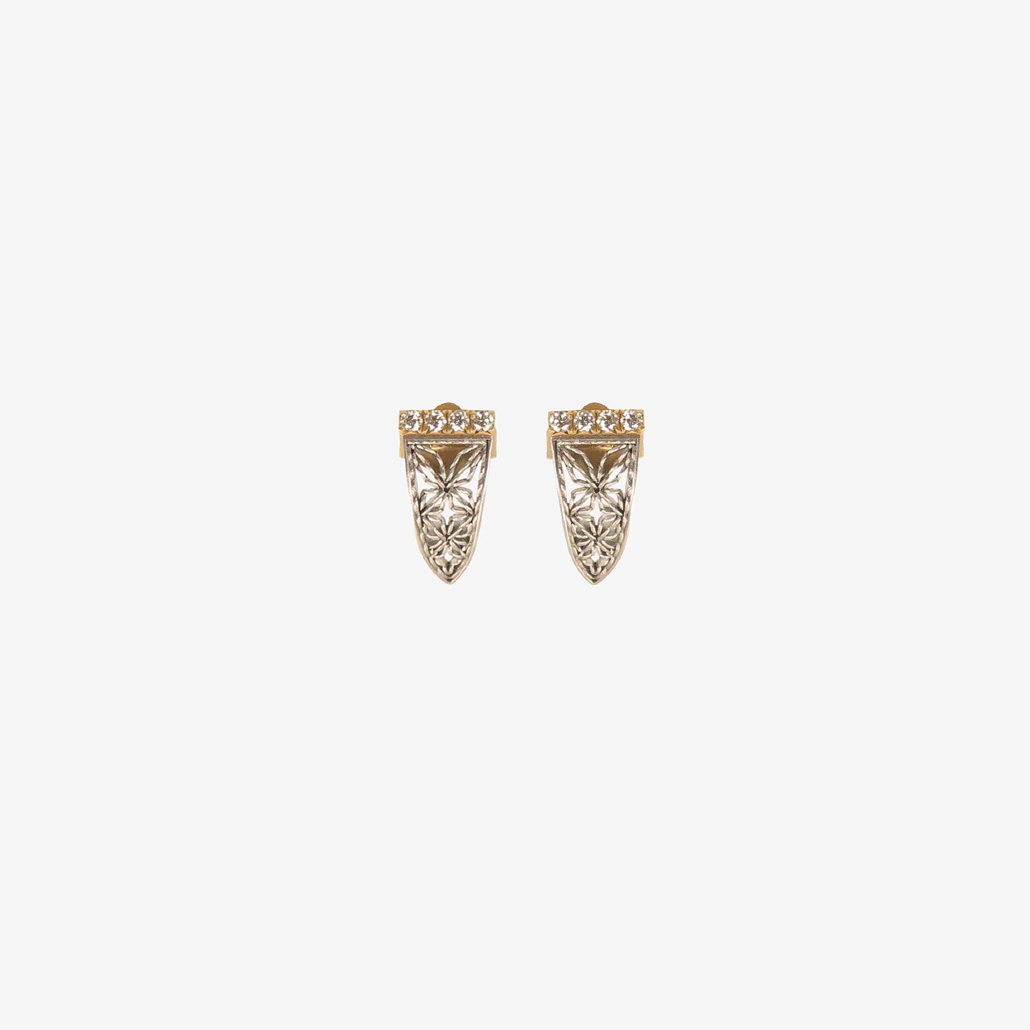 NIKOLLE RADI 18K & PLATINUM CARESS POST EARRINGS WITH WHITE DIAMONDS