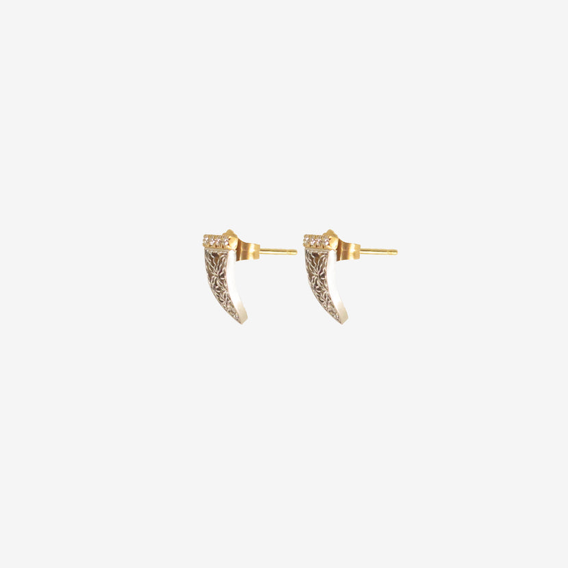 NIKOLLE RADI 18K & PLATINUM CARESS POST EARRINGS WITH WHITE DIAMONDS