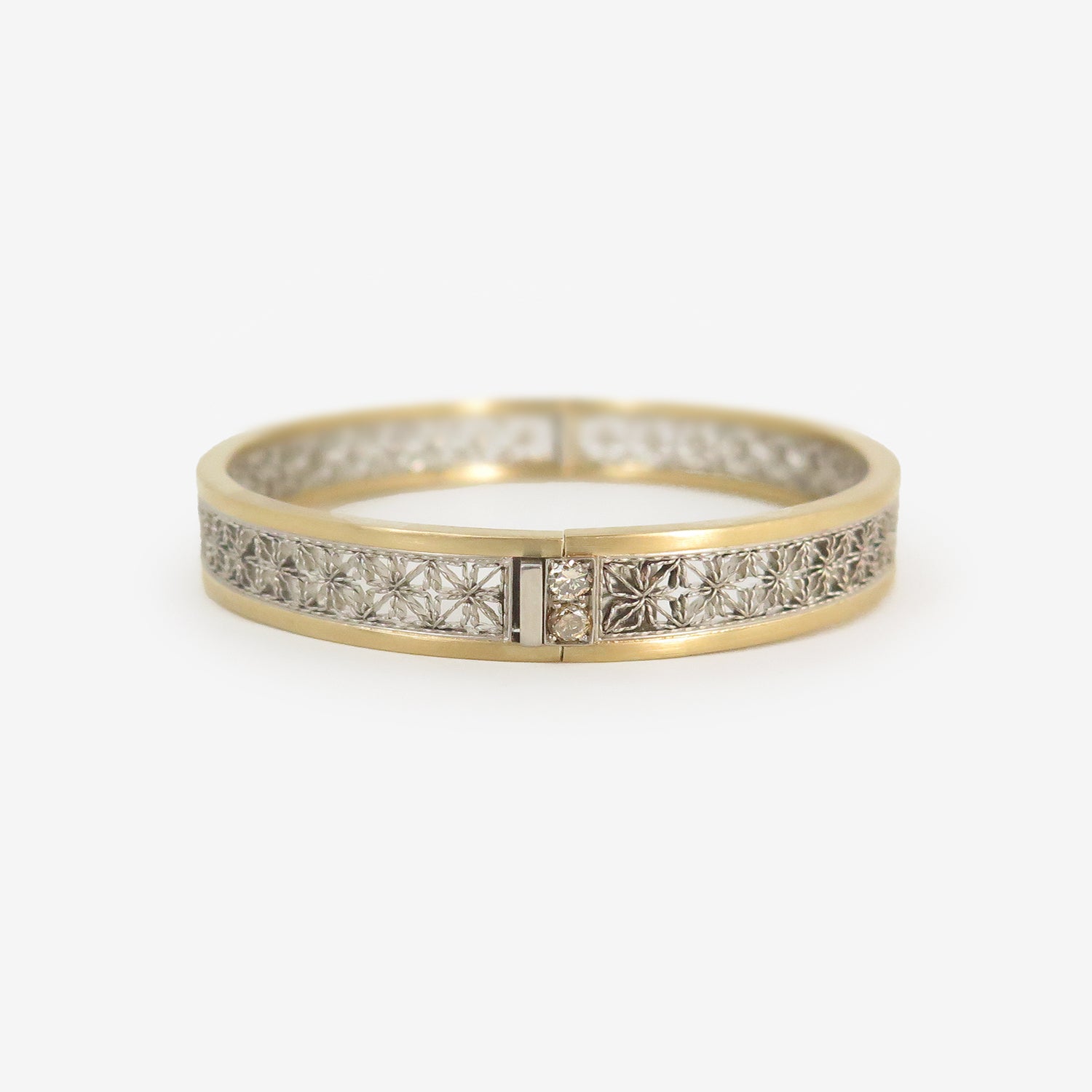 NIKOLLE RADI 18K & PLATINUM CUFF BRACELET WITH CHAMPAGNE DIAMONDS