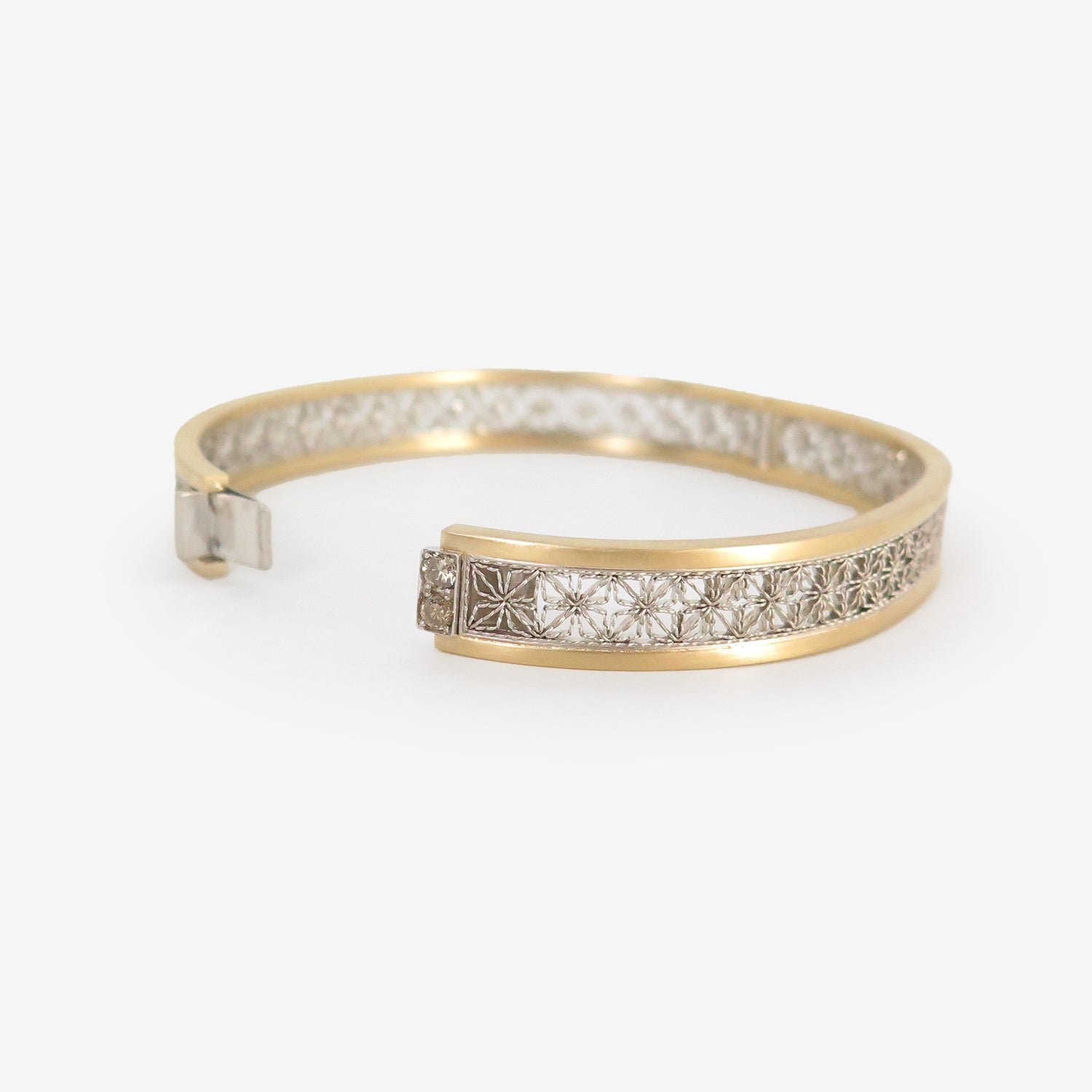 NIKOLLE RADI 18K & PLATINUM CUFF BRACELET WITH CHAMPAGNE DIAMONDS