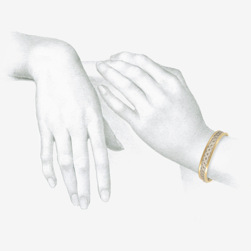 NIKOLLE RADI 18K & PLATINUM CUFF BRACELET WITH CHAMPAGNE DIAMONDS