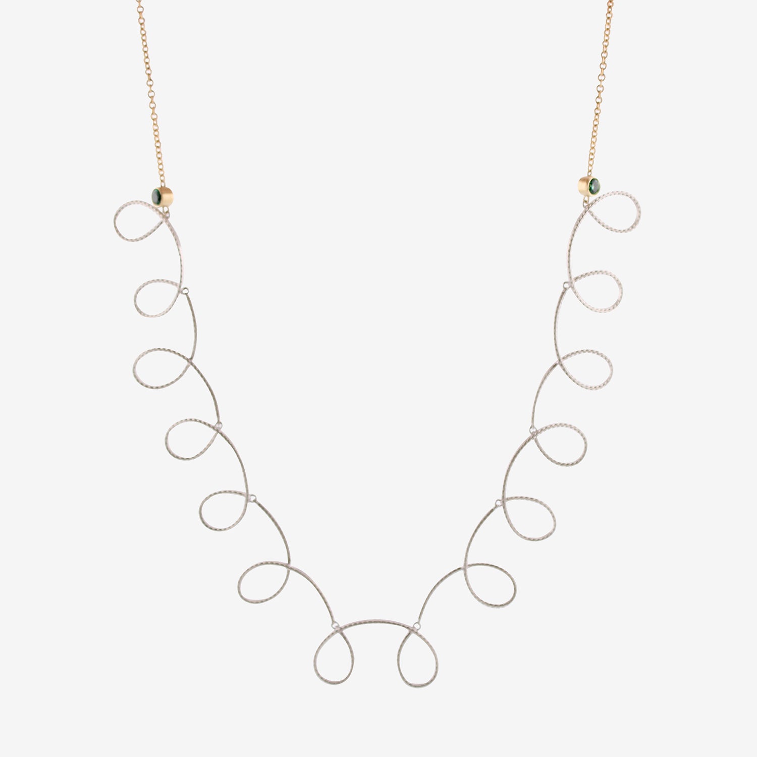 NIKOLLE RADI 18K & PLATINUM LOOPY NECKLACE WITH EMERALDS