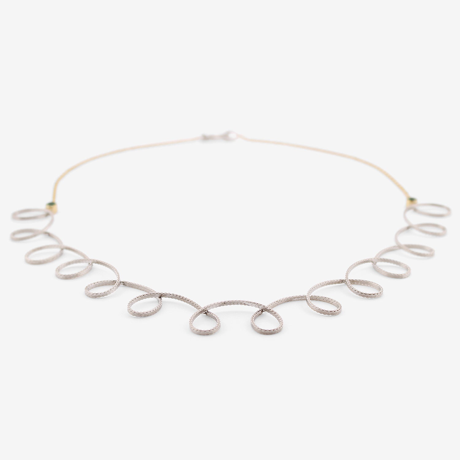 NIKOLLE RADI 18K & PLATINUM LOOPY NECKLACE WITH EMERALDS