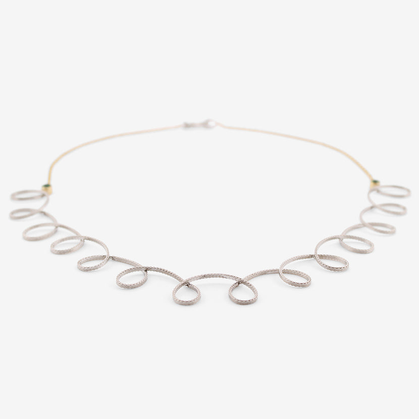 NIKOLLE RADI 18K & PLATINUM LOOPY NECKLACE WITH EMERALDS