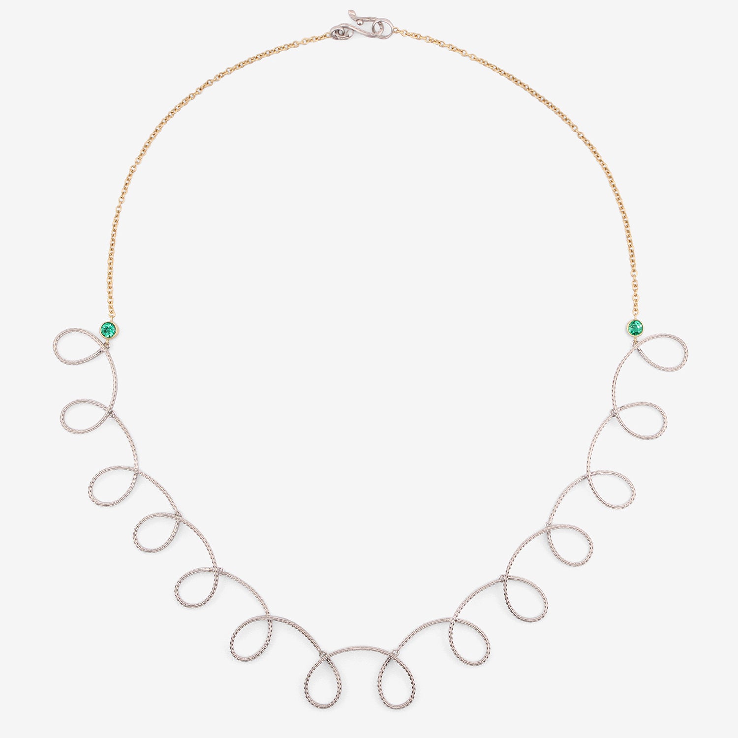 NIKOLLE RADI 18K & PLATINUM LOOPY NECKLACE WITH EMERALDS