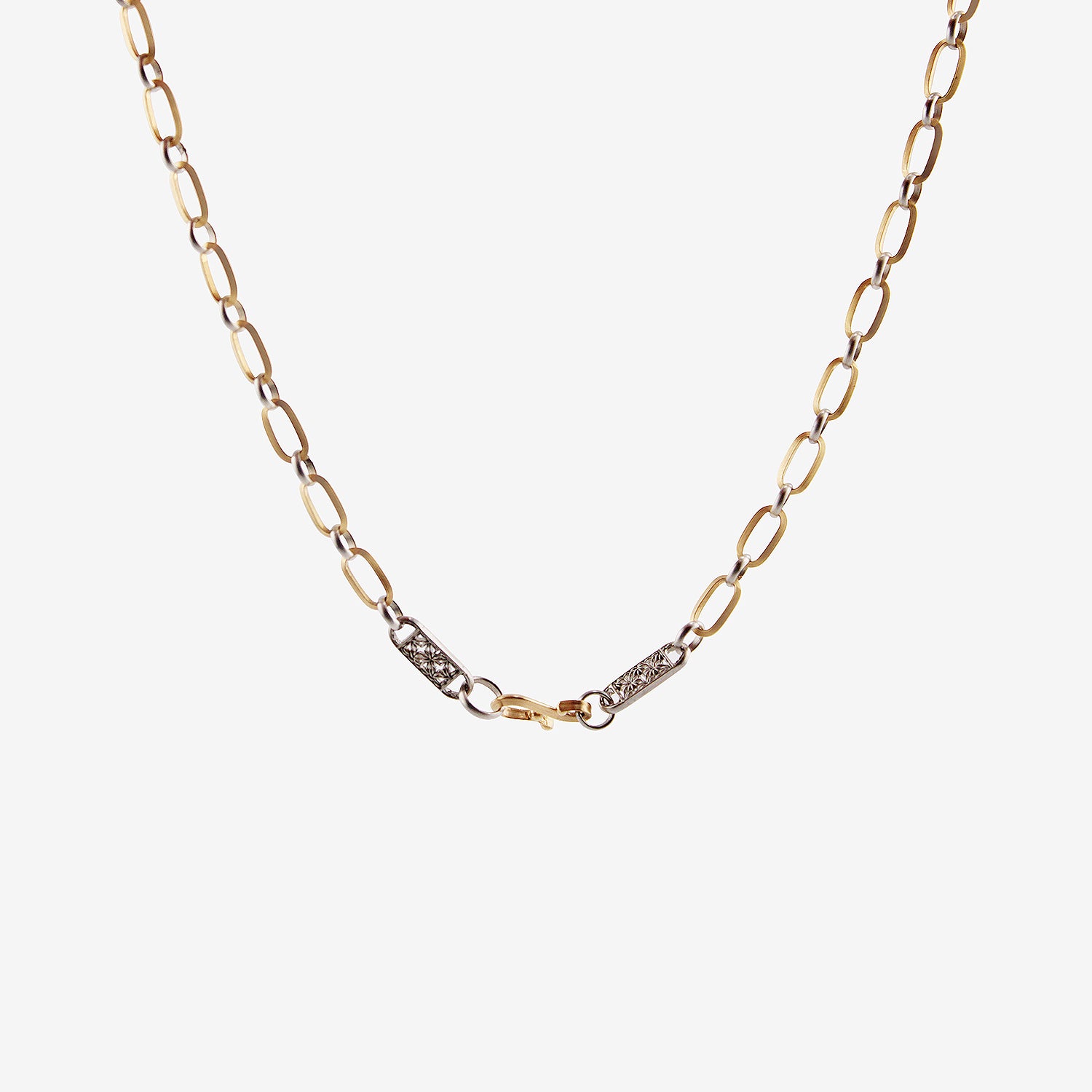 NIKOLLE RADI 18K & PLATINUM OVAL & ROUND LINK CHAIN NECKLACE WITH DAMASK CLASP