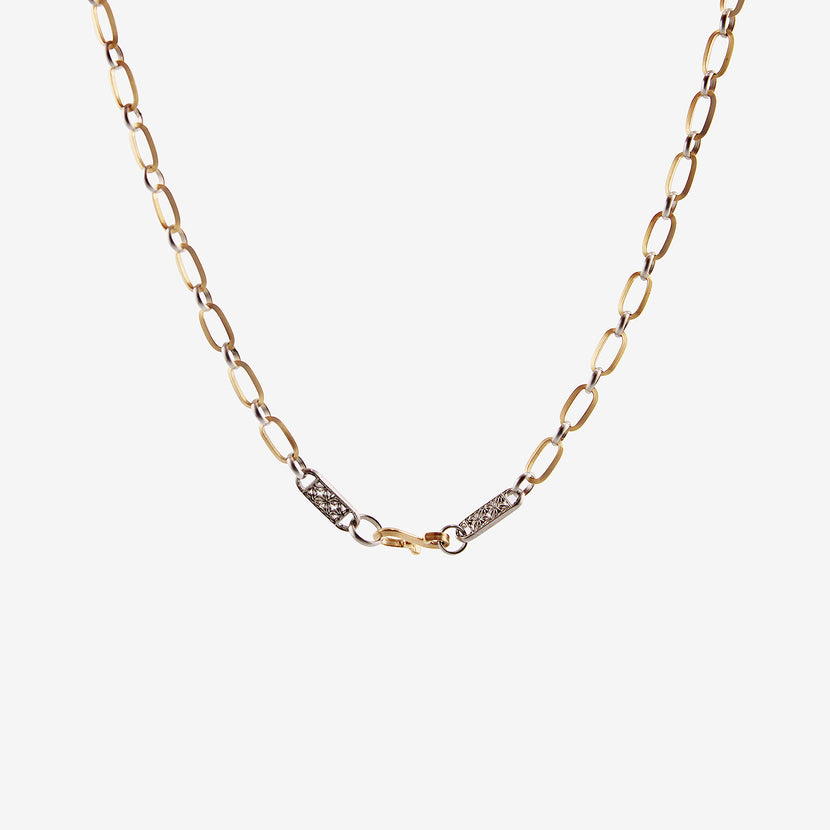 NIKOLLE RADI 18K & PLATINUM OVAL & ROUND LINK CHAIN NECKLACE WITH DAMASK CLASP