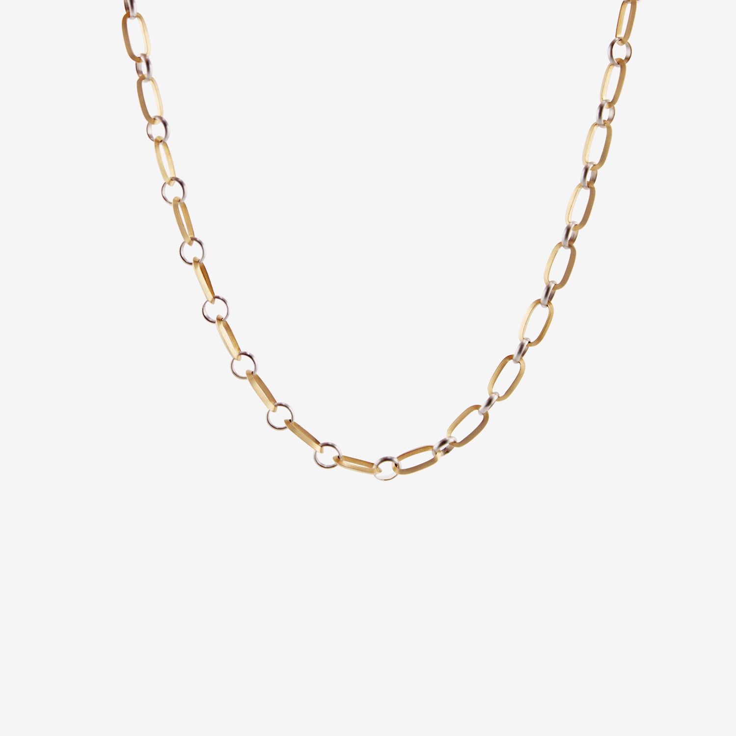 NIKOLLE RADI 18K & PLATINUM OVAL & ROUND LINK CHAIN NECKLACE WITH DAMASK CLASP
