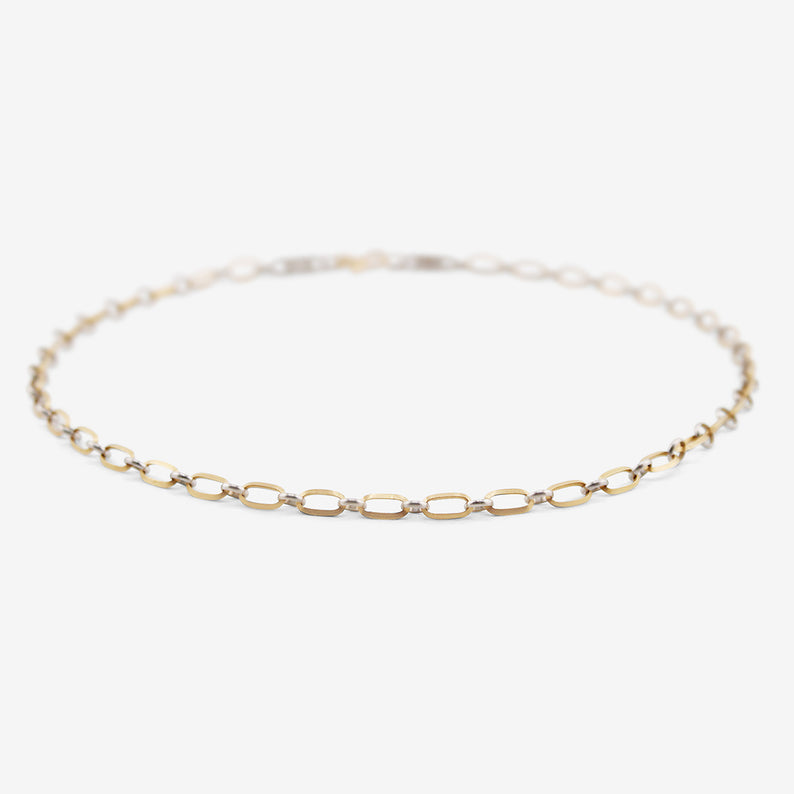 NIKOLLE RADI 18K & PLATINUM OVAL & ROUND LINK CHAIN NECKLACE WITH DAMASK CLASP