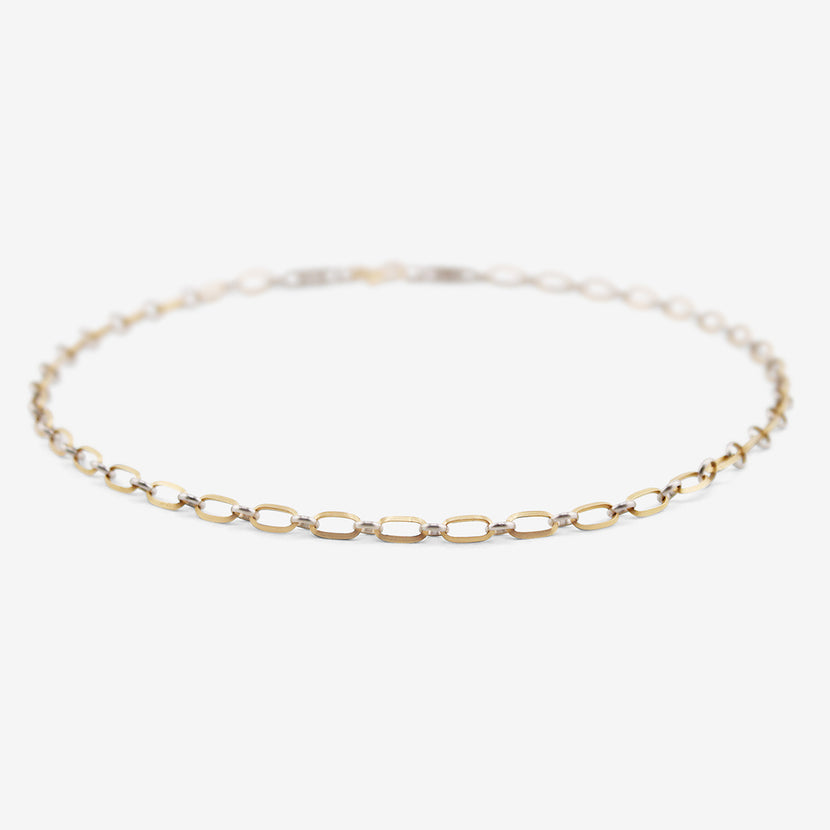 NIKOLLE RADI 18K & PLATINUM OVAL & ROUND LINK CHAIN NECKLACE WITH DAMASK CLASP