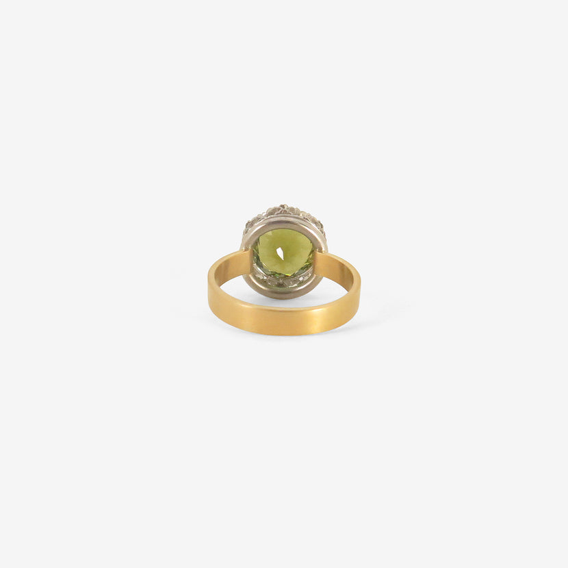 NIKOLLE RADI 18K & PLATINUM RING WITH ROUND GREEN TOURMALINE, 3.92CT