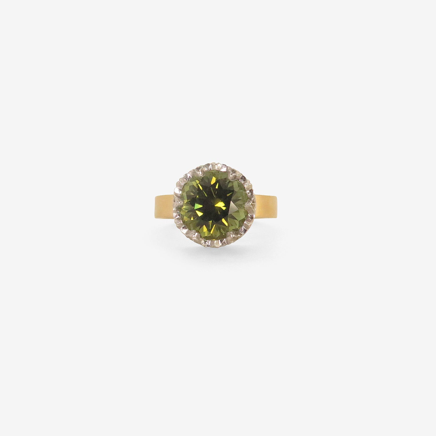 NIKOLLE RADI 18K & PLATINUM RING WITH ROUND GREEN TOURMALINE, 3.92CT