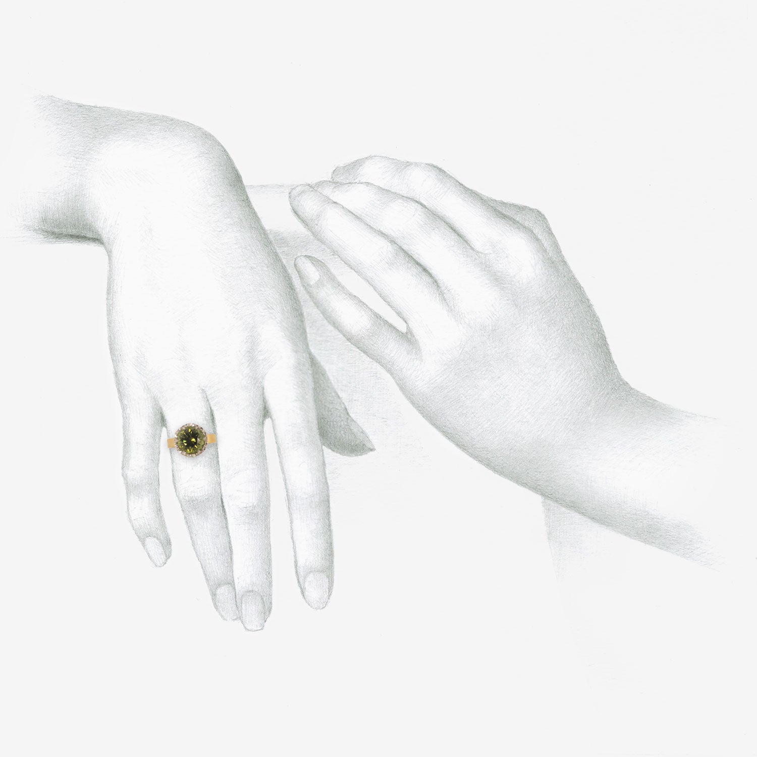 NIKOLLE RADI 18K & PLATINUM RING WITH ROUND GREEN TOURMALINE, 3.92CT