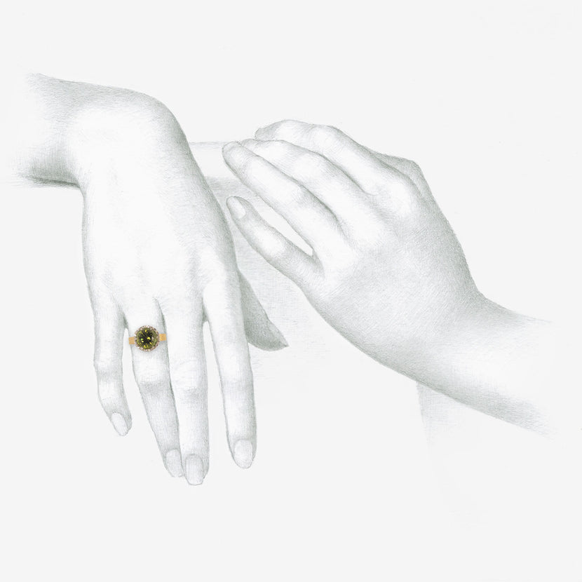 NIKOLLE RADI 18K & PLATINUM RING WITH ROUND GREEN TOURMALINE, 3.92CT