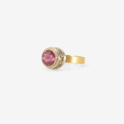 NIKOLLE RADI 18K & PLATINUM RING WITH ROUND PINK TOURMALINE, 2.35CT