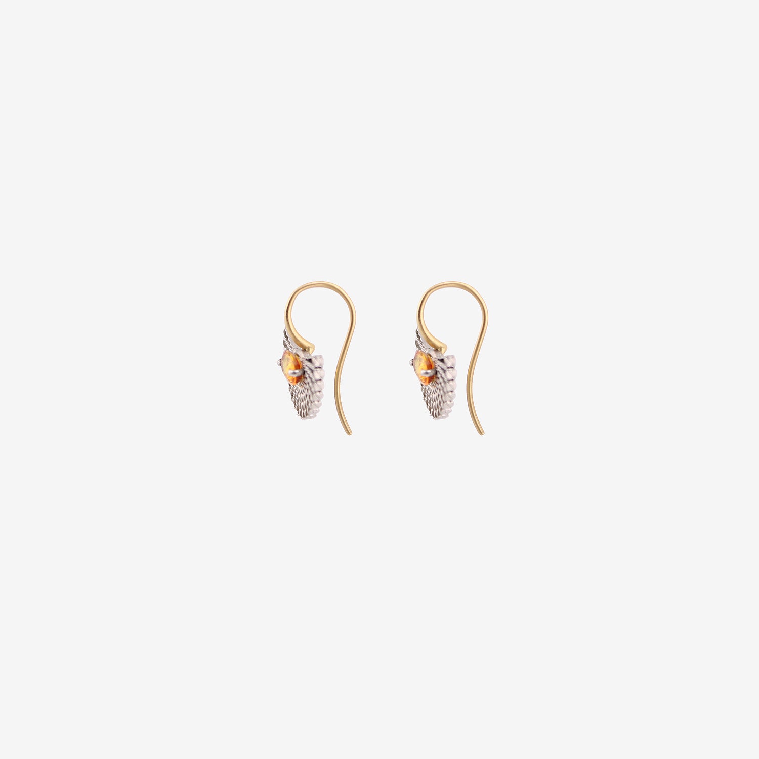 NIKOLLE RADI 18K & PLATINUM SMALL FAN EARRINGS WITH ORANGE SAPPHIRES