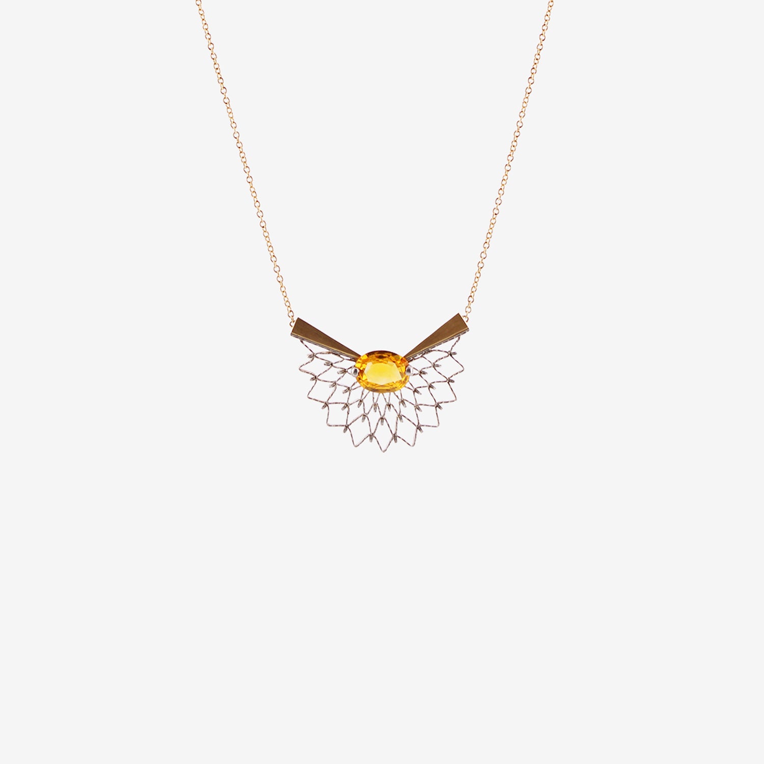 NIKOLLE RADI 18K & PLATINUM STELLATION NECKLACE WITH ORANGE SAPPHIRE, 1.41CT