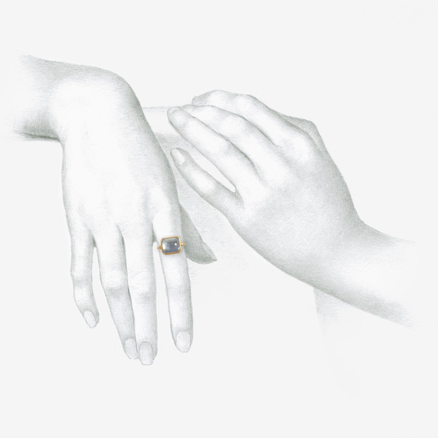 PROUNIS 22K & AQUAMARINE CAPSA RING