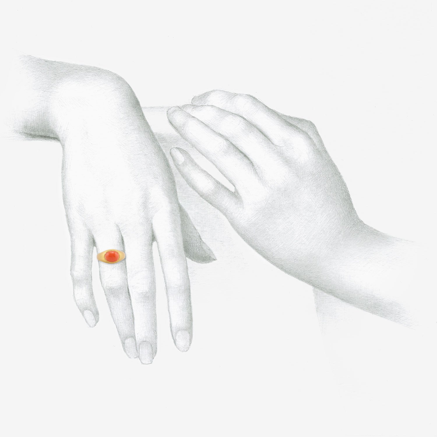 PROUNIS 22K & ANTIQUE CORAL ROZ RING