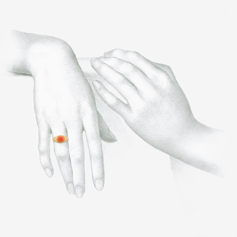 PROUNIS 22K & ANTIQUE CORAL ROZ RING