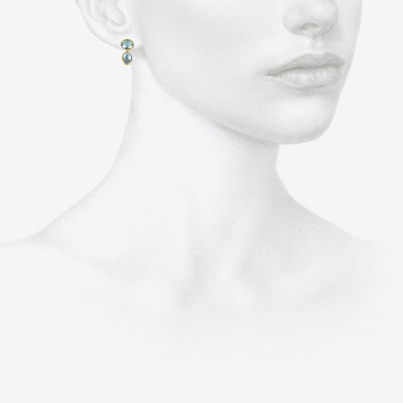 PROUNIS 22K & AQUAMARINE SMALL AMPHORA EARRINGS