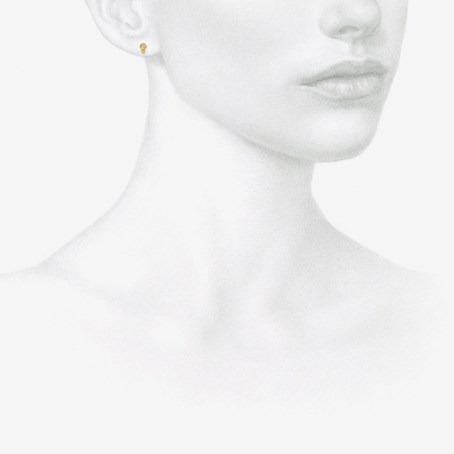 PROUNIS 22K SMALL LENTIL-SHAPED BULLA STUDS WITH DIAMONDS