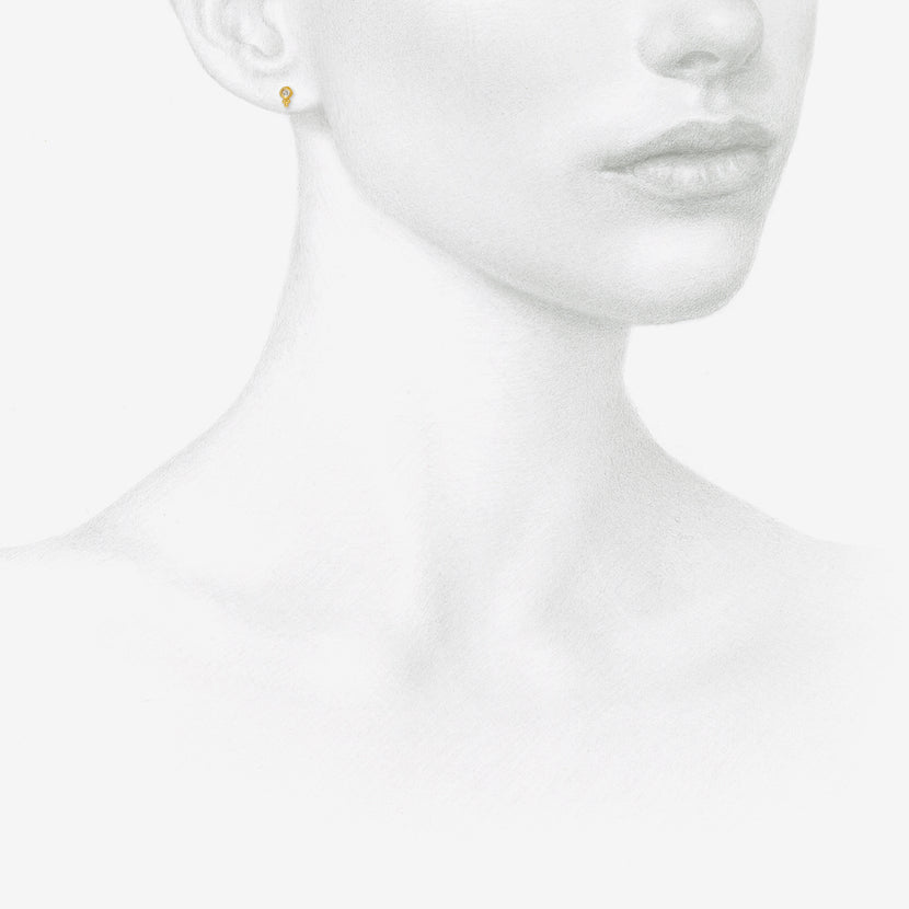 PROUNIS 22K SMALL LENTIL-SHAPED BULLA STUDS WITH DIAMONDS