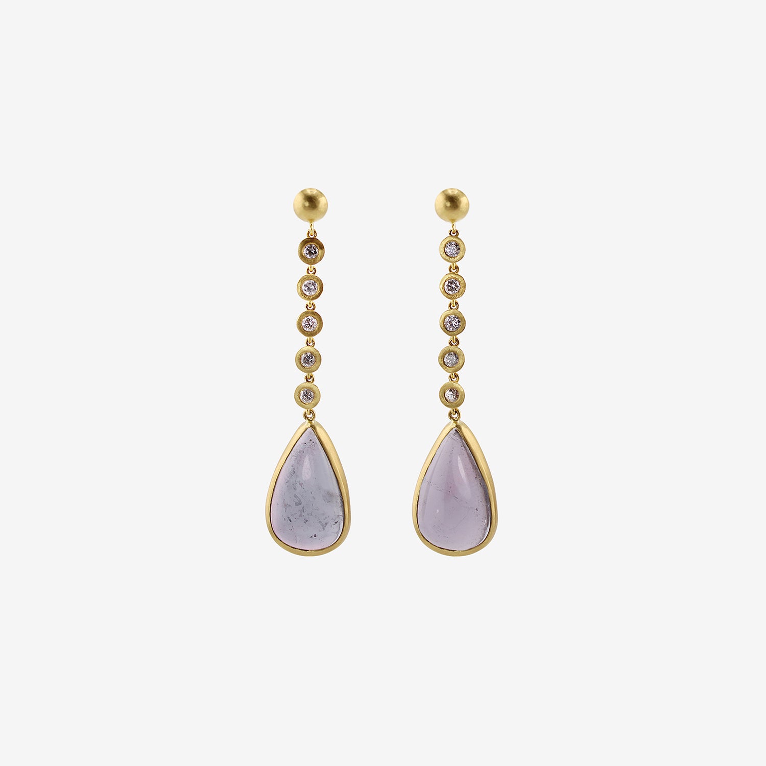 PROUNIS 22K & FIVE DIAMOND CHIME EARRINGS WITH LAVENDER TOURMALINE