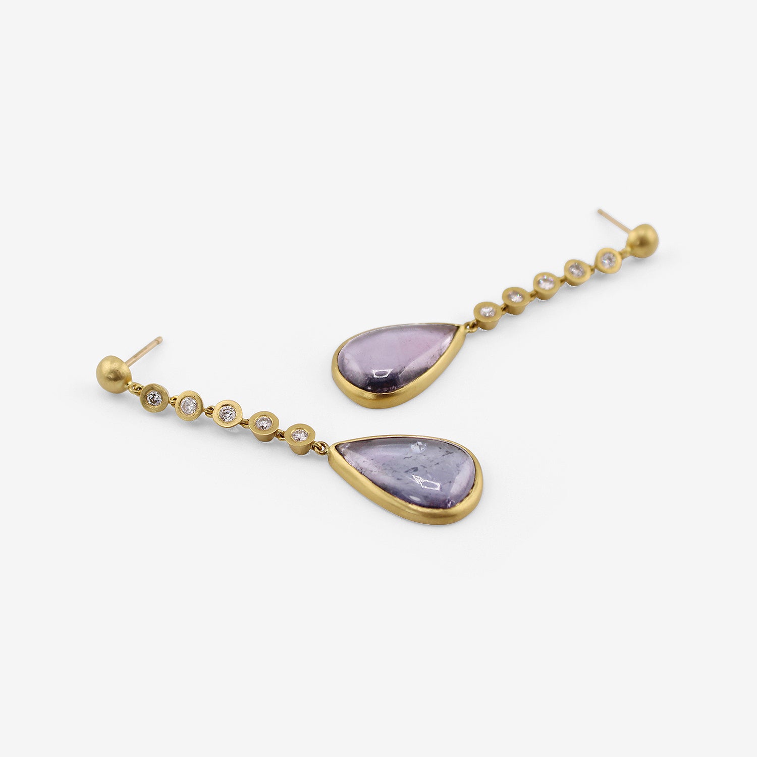 PROUNIS 22K & FIVE DIAMOND CHIME EARRINGS WITH LAVENDER TOURMALINE