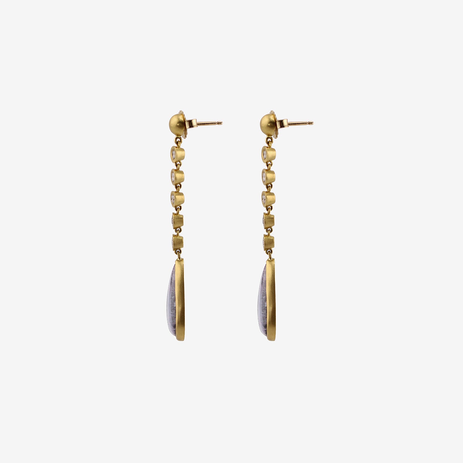 PROUNIS 22K & FIVE DIAMOND CHIME EARRINGS WITH LAVENDER TOURMALINE