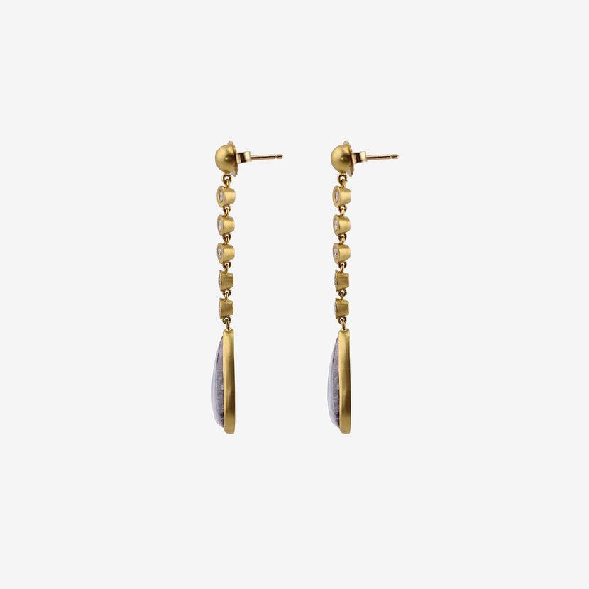 PROUNIS 22K & FIVE DIAMOND CHIME EARRINGS WITH LAVENDER TOURMALINE