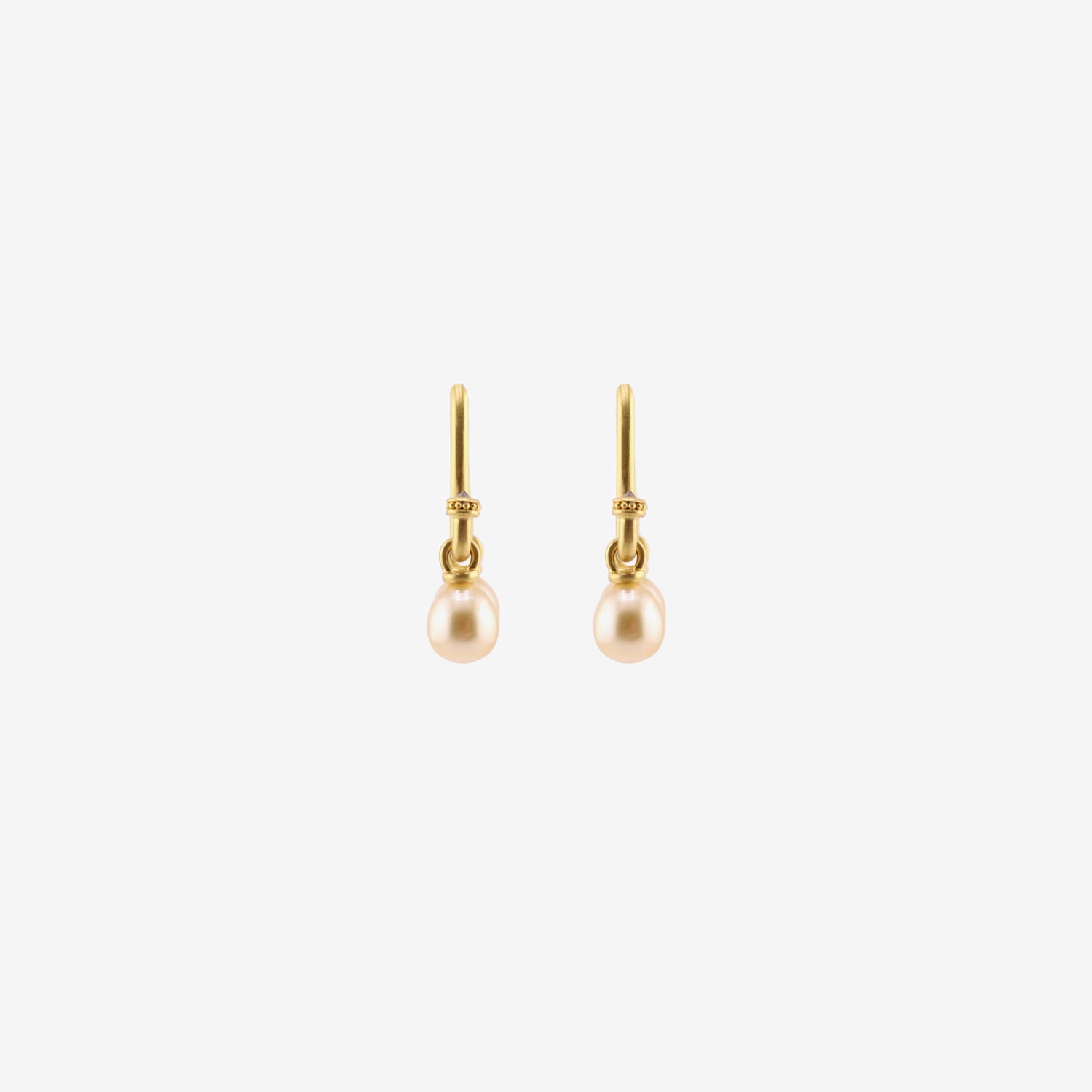 PROUNIS 22K & GOLDEN SOUTH SEA PEARL SMALL TUBA EARRINGS WITH OLD MINE CUT DIAMONDS