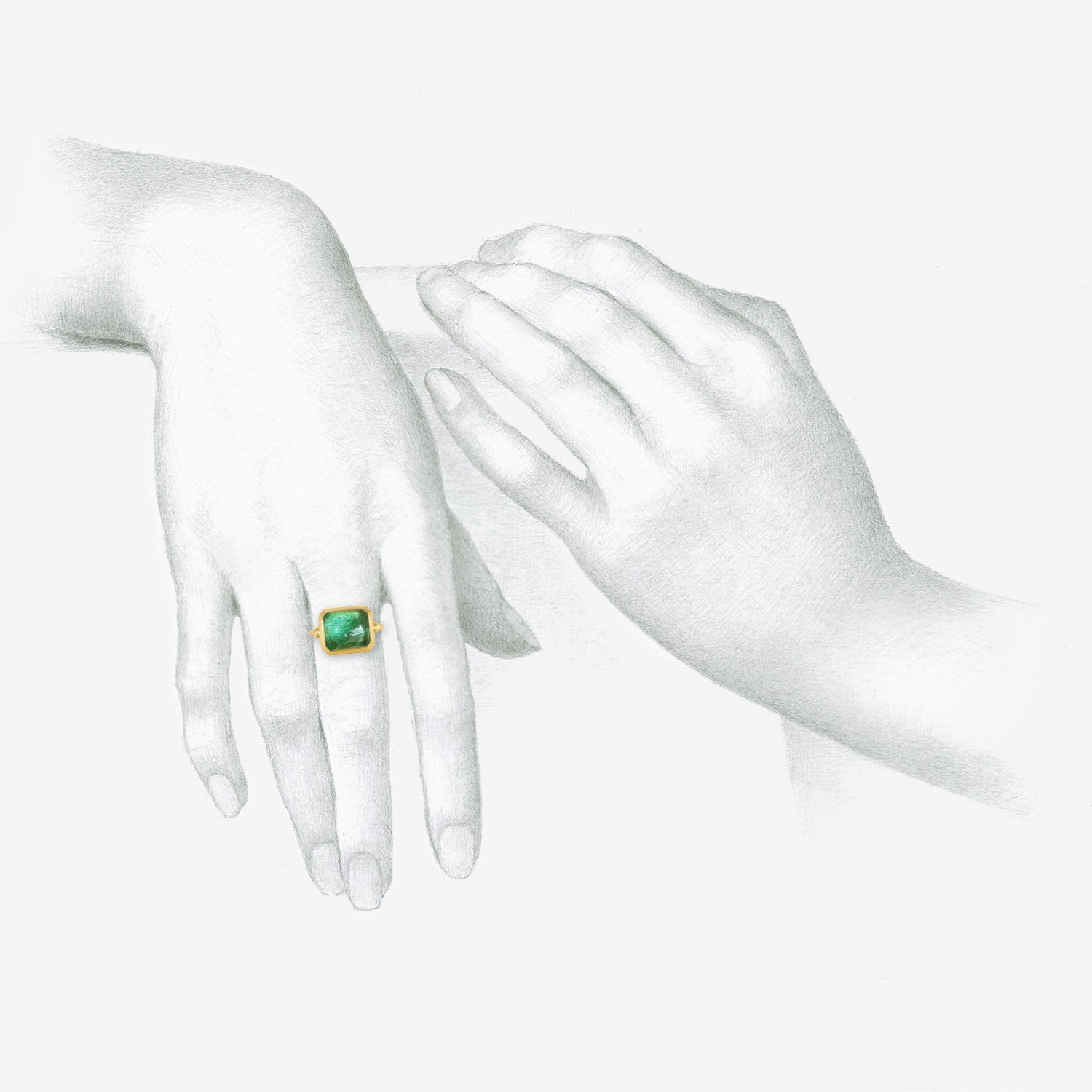 PROUNIS 22K & GREEN TOURMALINE CAPSA RING