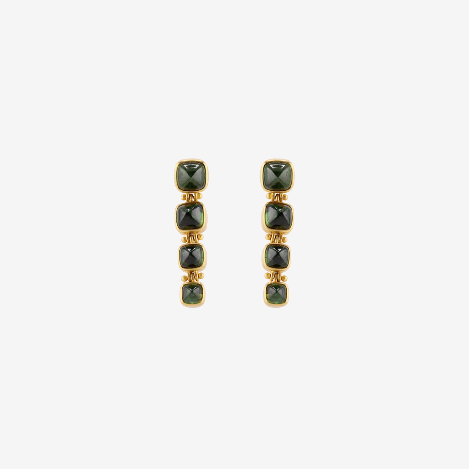 PROUNIS 22K & GREEN TOURMALINE HINGE EARRINGS