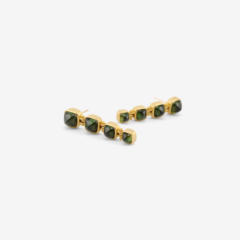 PROUNIS 22K & GREEN TOURMALINE HINGE EARRINGS
