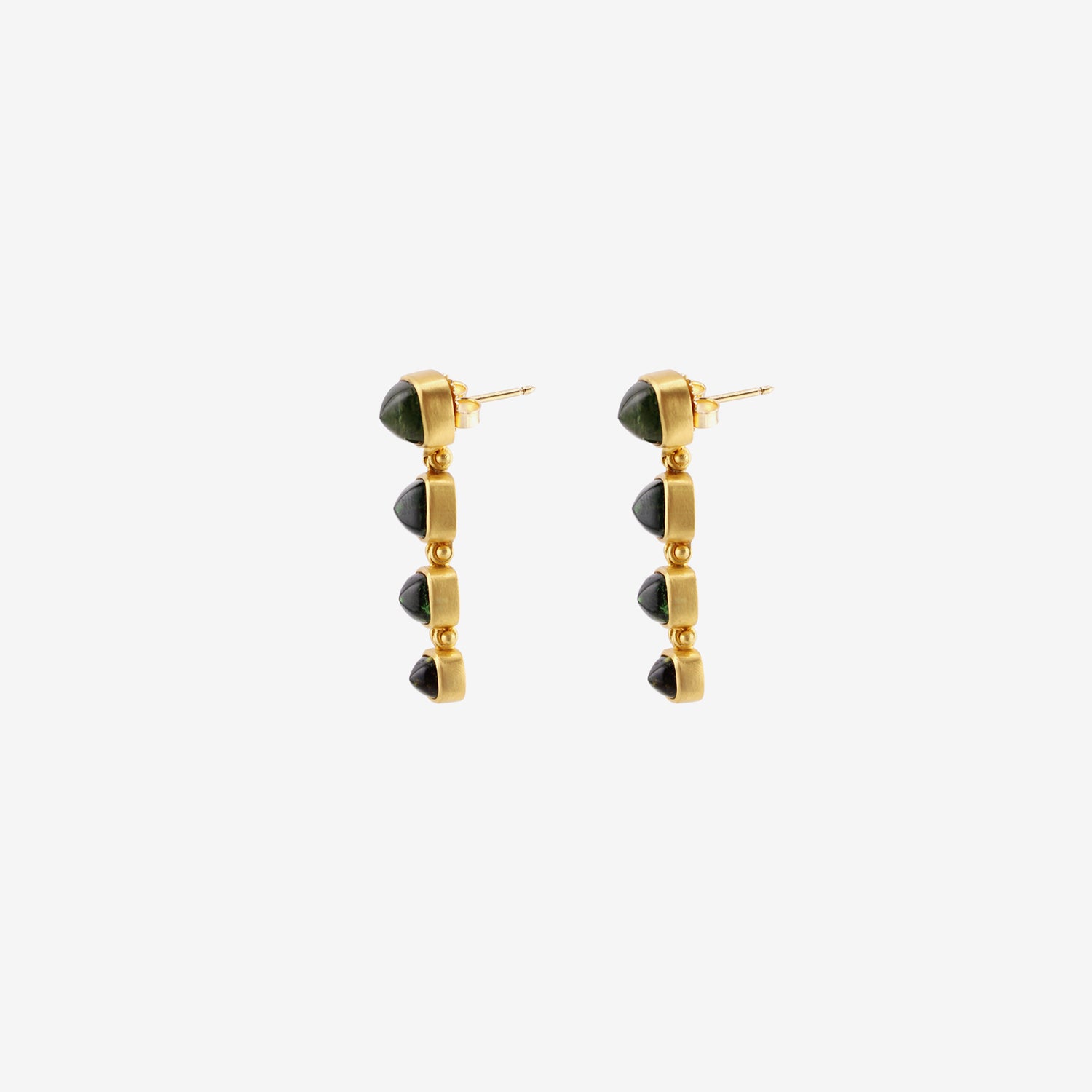 PROUNIS 22K & GREEN TOURMALINE HINGE EARRINGS