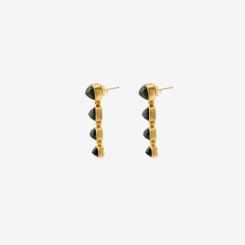 PROUNIS 22K & GREEN TOURMALINE HINGE EARRINGS