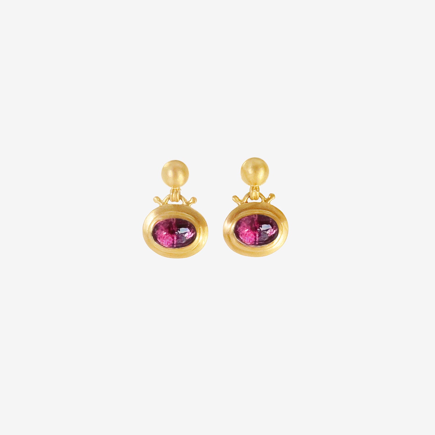 Prounis 22K & Pink Tourmaline Small Bell Earrings