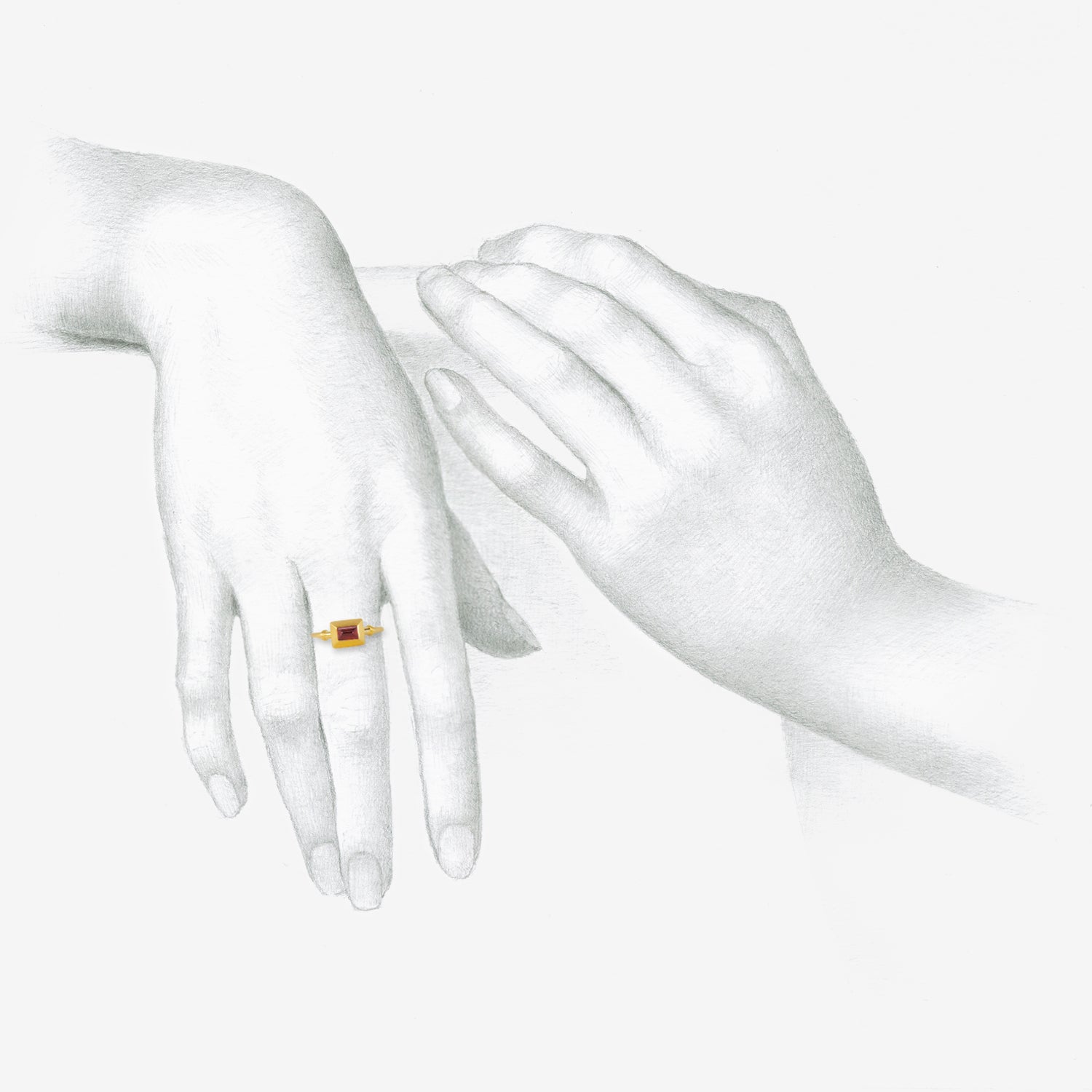 PROUNIS 22K & GARNET CAPSA RING