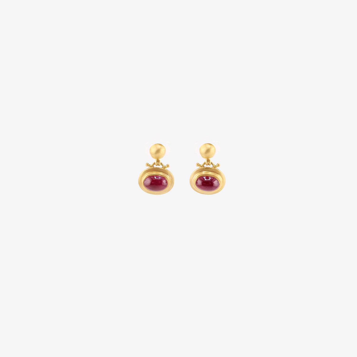 PROUNIS 22K & RUBY SMALL BELL EARRINGS