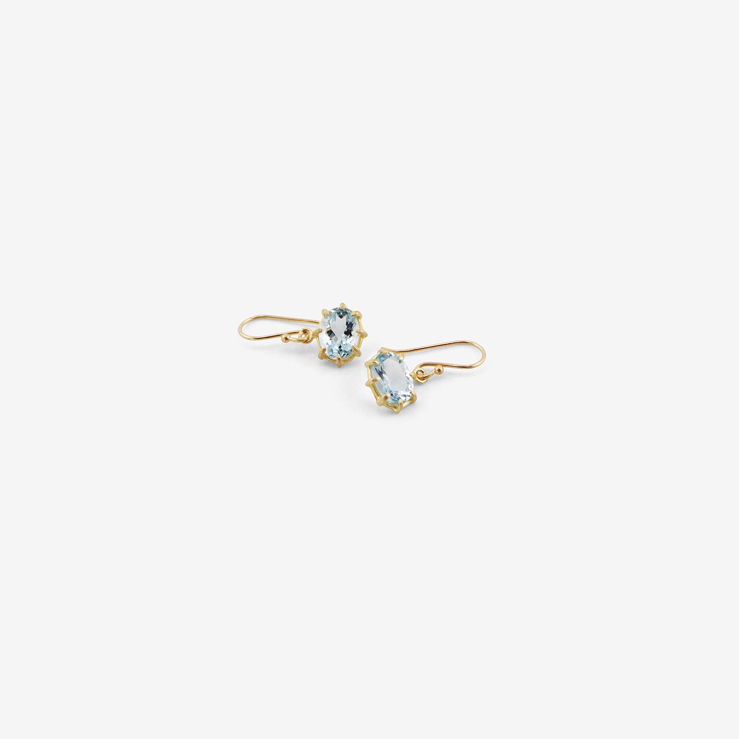 ROSANNE PUGLIESE 18K & FACETED OVAL AQUAMARINE MINI GEM EARRINGS