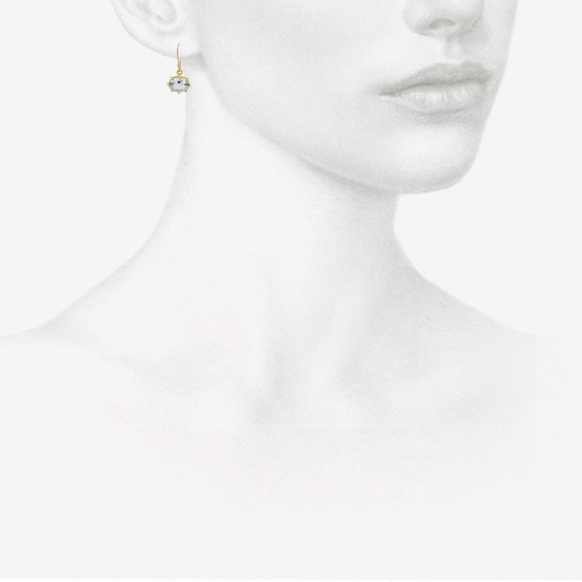 ROSANNE PUGLIESE 18K & FACETED OVAL AQUAMARINE MINI GEM EARRINGS