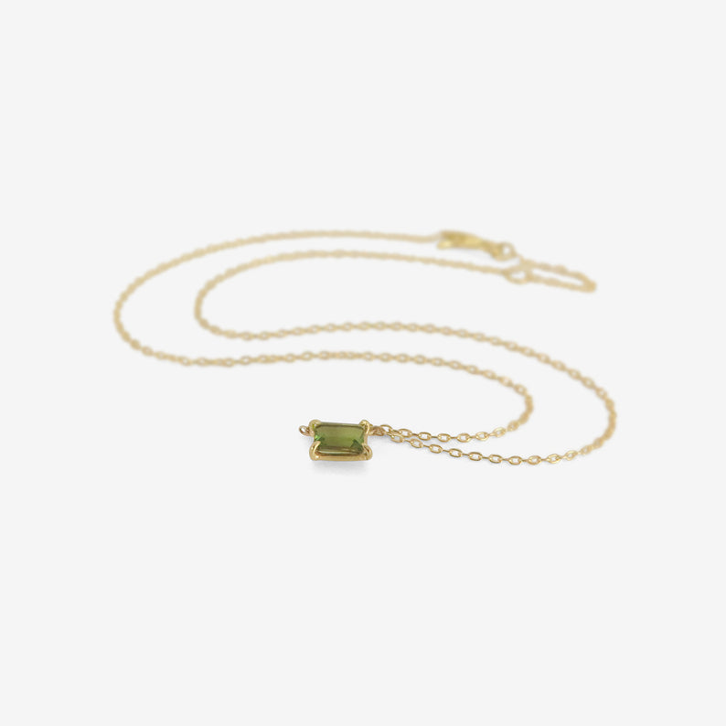 ROSANNE PUGLIESE 18K & RECTANGULAR GREEN TOURMALINE MINI GEM PENDANT
